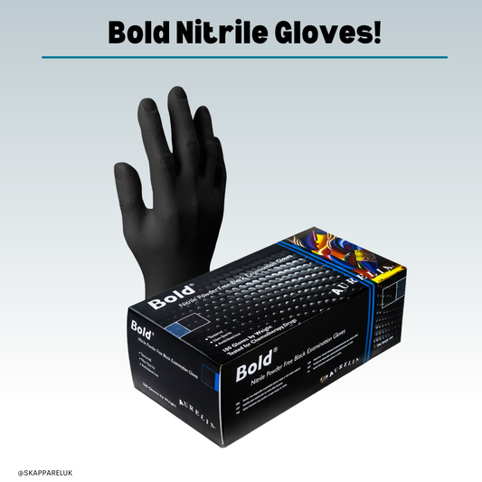 Aurelia Bold - Nitrile Powder Free Non-sterile Examination Gloves - Black, Box Of 100